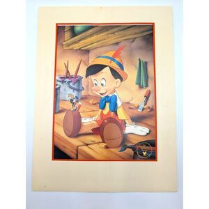 VTG Walt Disney Pinocchio Lithograph EXCLUSIVE Disney Store Gold Embossed